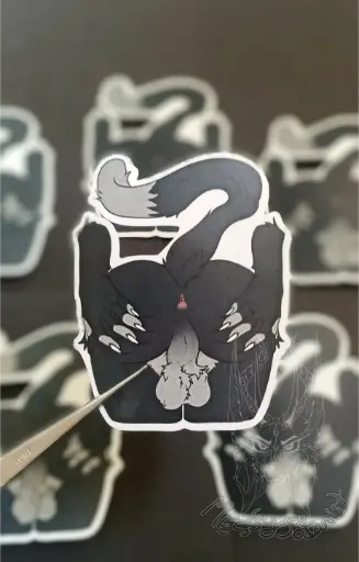 [SAN0000000006] Gato Negro Cola Sticker